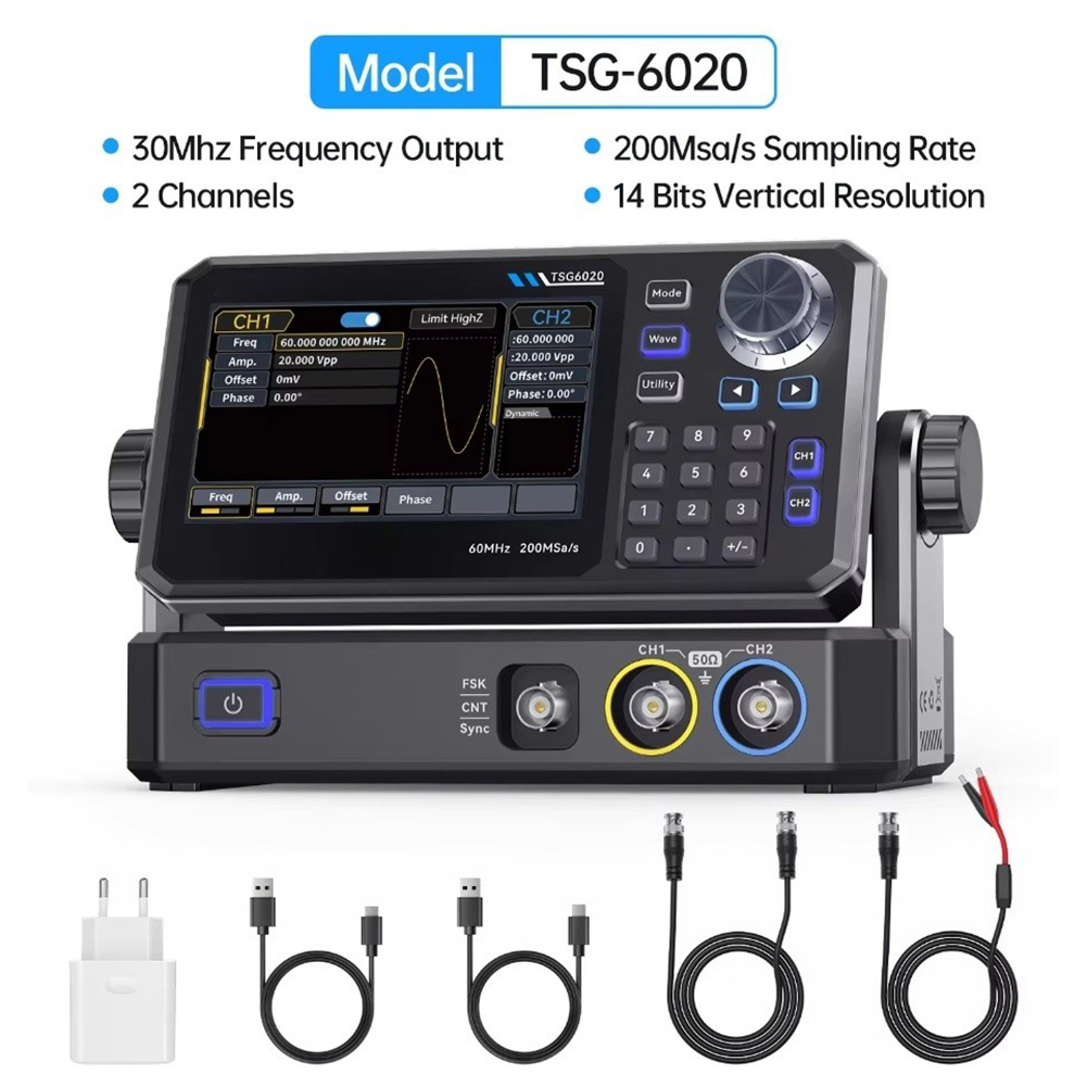 Dual Channel Arbitrary Waveform Function Generator 60Mhz - TSG6020 60MHz Generator Sinyal Fungsi Saluran