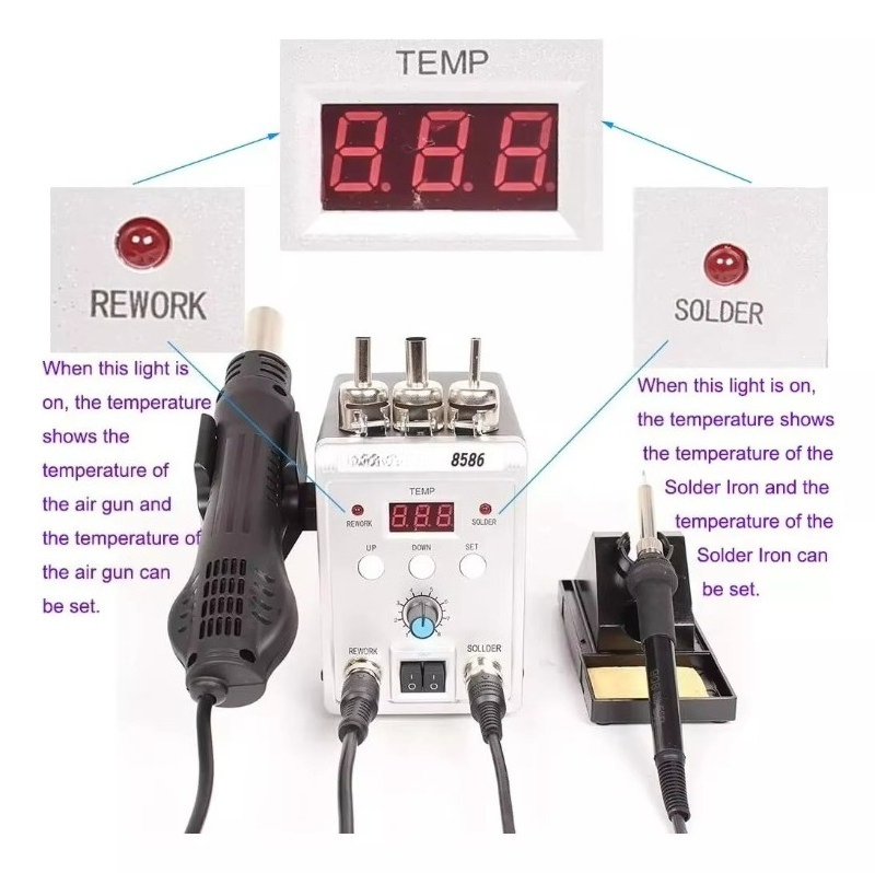Stasiun Penyolder Udara Panas  - Smd Rework Station Hot Air Soldering 2 In 1 ulasan dan harga